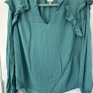 a new day Teal Ruffle Sleeve Blouse